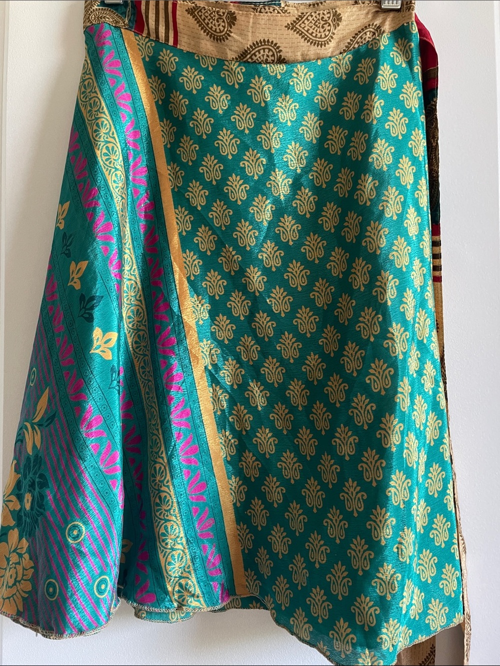 Sari silk boho chic Wrap Skirt jewel tones fits 2-12 ❤️one of a kind❤️ NWT - Picture 7 of 11